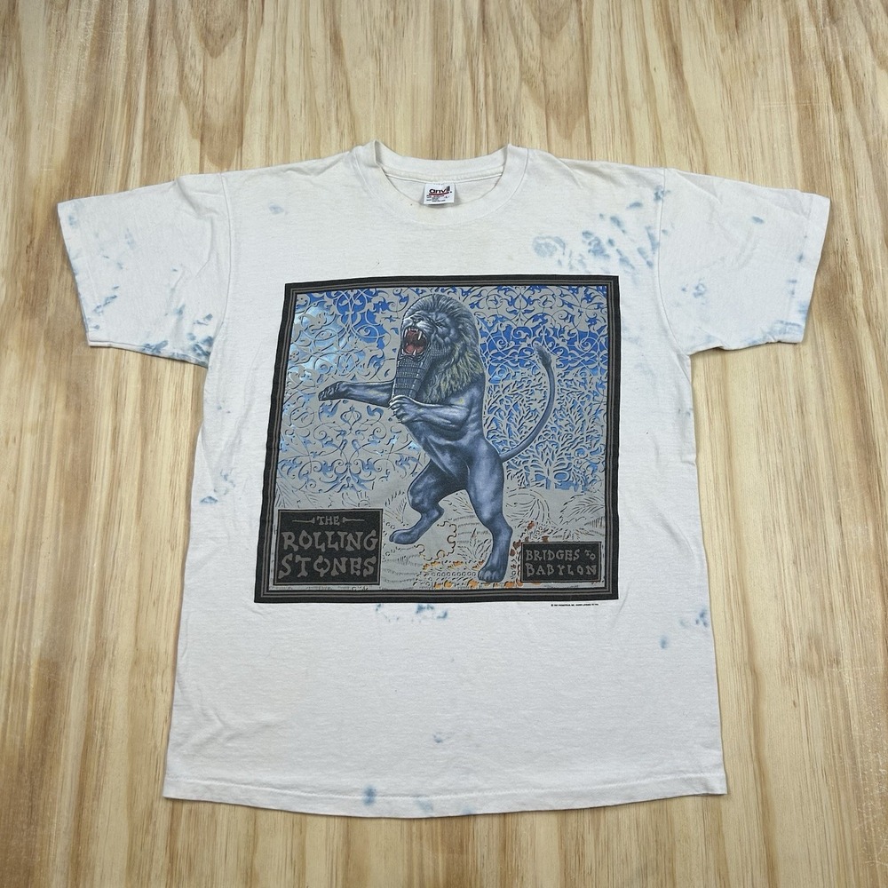 Vintage 90s Rolling Stones Bridges to Babylon Tour T-Shirt Size L Single Stitch - Picture 1 of 12